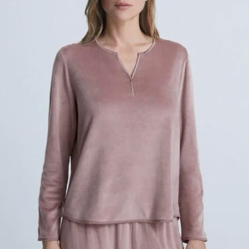 Oysho| Pink Velour Comfy Casual Long Sleeve Pullover Lounge Top Sz S